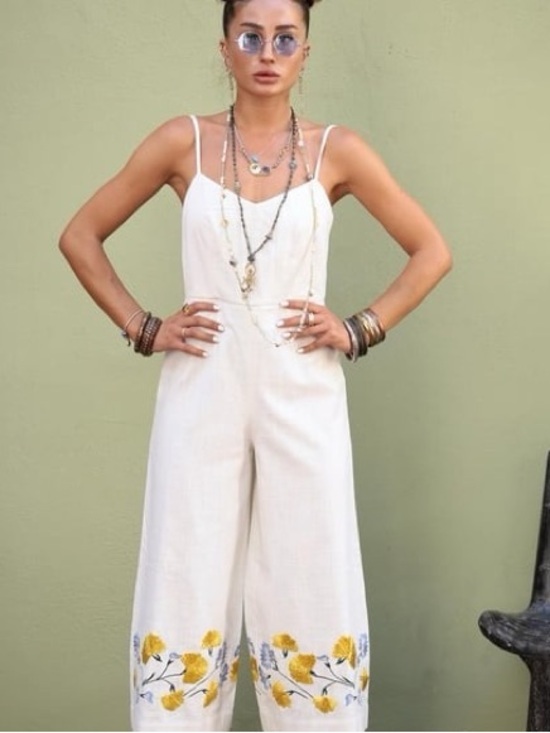 Club Monaco Pants - Club Monaco floral white jumpsuit size 2 cotton embroidered resortwear